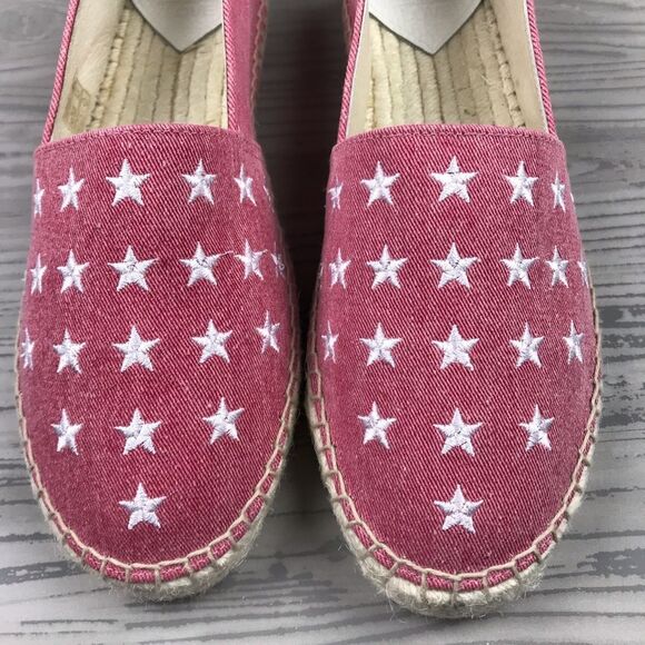 Red denim embroidered star espadrilles - Picture 2 of 7